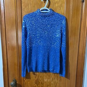 Once 1 again, Sparkling Blue Turtleneck Sweatersz xl.